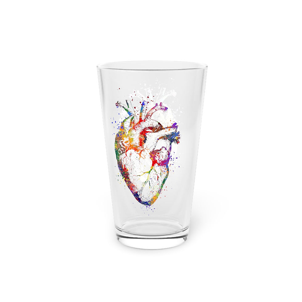 Thumbnail: Colorful Heart Design Pint Glass, 16oz - Perfect for Gift for Him/Her, Home Bar