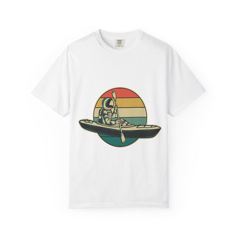 Astronaut Kayak Adventure T-Shirt, Unisex Graphic Tee, Outdoor Fun Shirt
