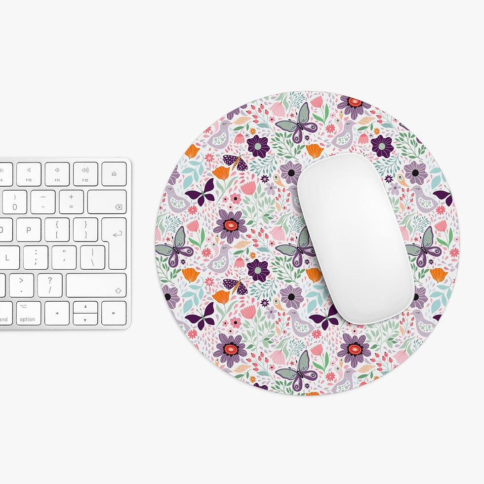 Thumbnail: Floral Butterfly Mouse Pad, Colorful Desk Accessory, Home Office Decor, Fun Gift