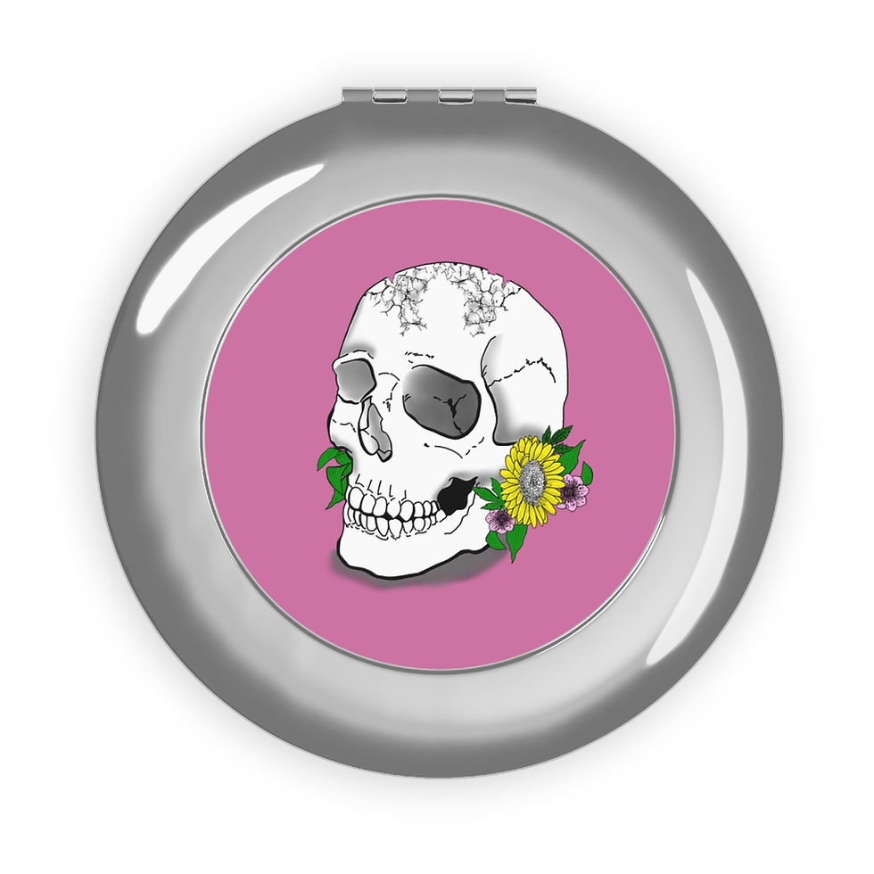 Aged Skull Compact Travel Mirror