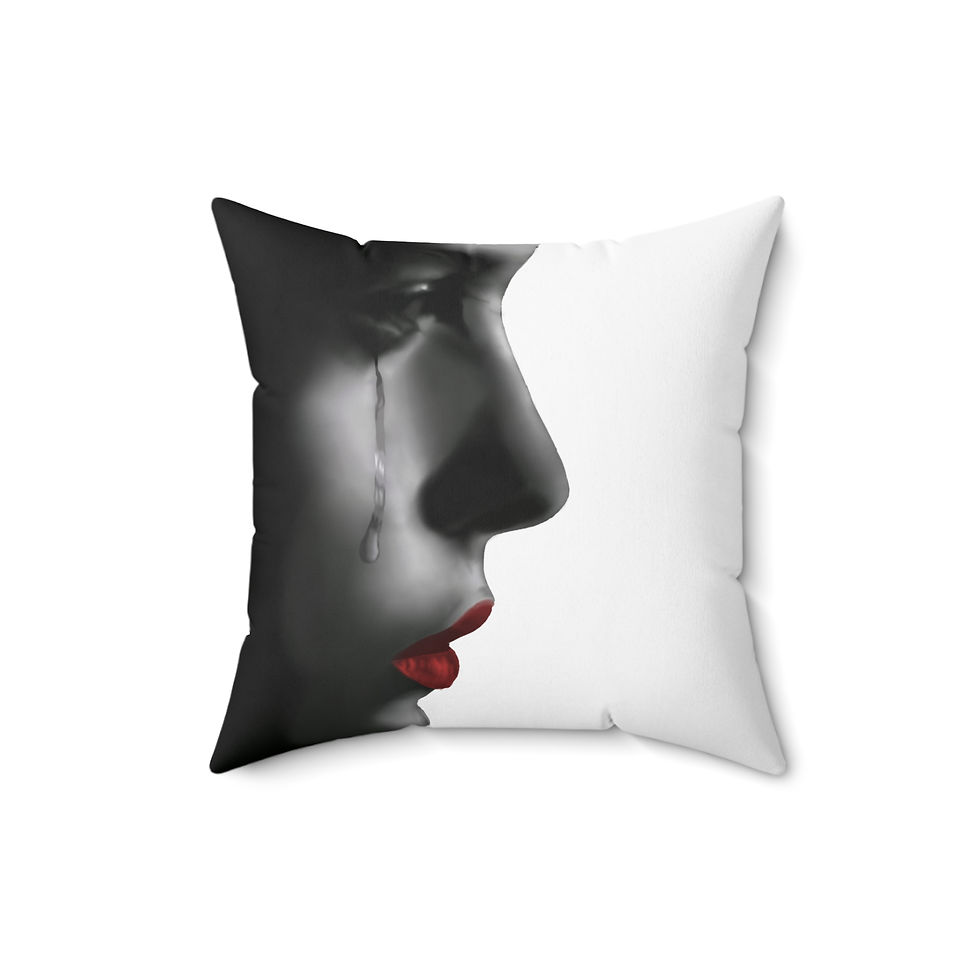 Thumbnail: Crying Woman Art Pillow, Unique Gift, Emotional Decor, Modern Living Room
