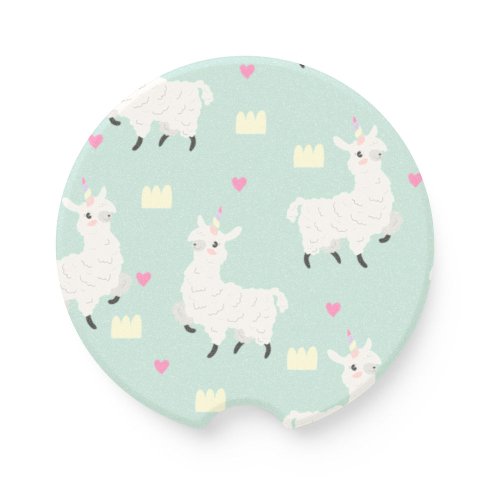 Thumbnail: Whimsical Llama Car Coaster, Cute Soapstone Coasters for Cars, Car Accessories