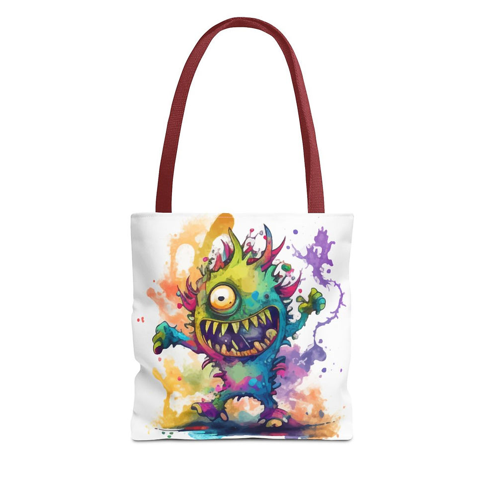 Thumbnail: Monster Tote Bag - One-Eyed Multicolored Funny Design