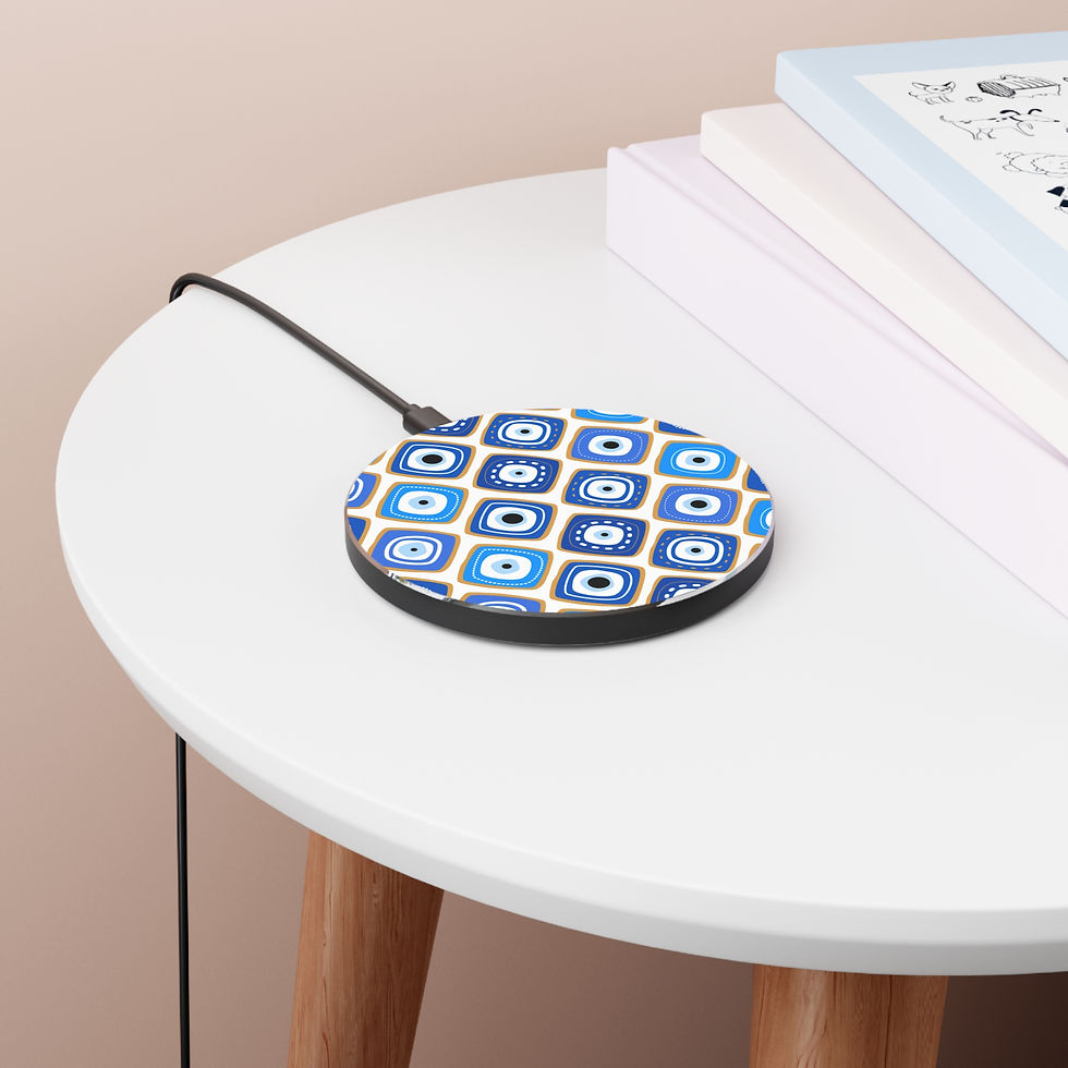 Thumbnail: Vibrant Wireless Charger with Geometric Pattern, Quick Charge for Home or Office