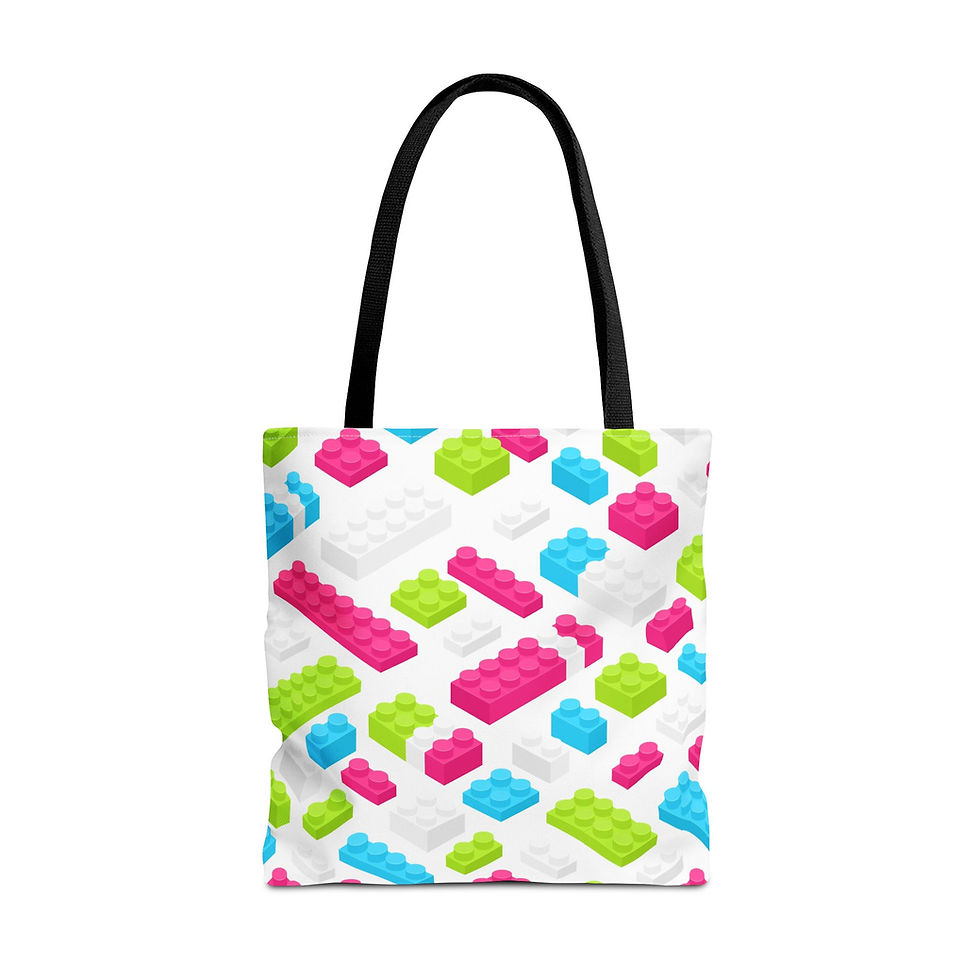 Colorful LEGO-Inspired Tote Bag - Great for Shopping, Beach, and Everyday Use