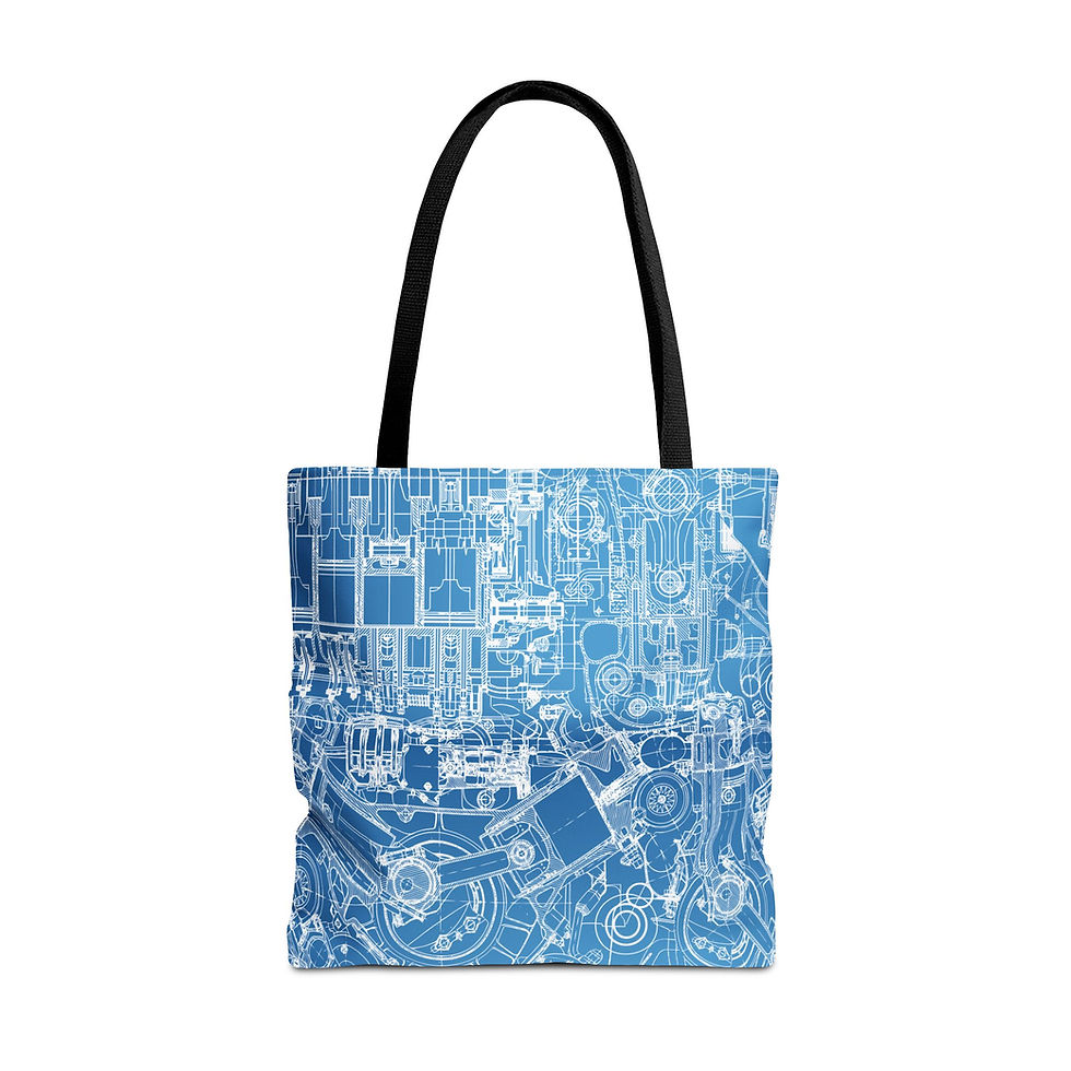 Thumbnail: Blueprint Design Tote Bag, Stylish Shopping Bag, Eco-Friendly Gift, Engineers