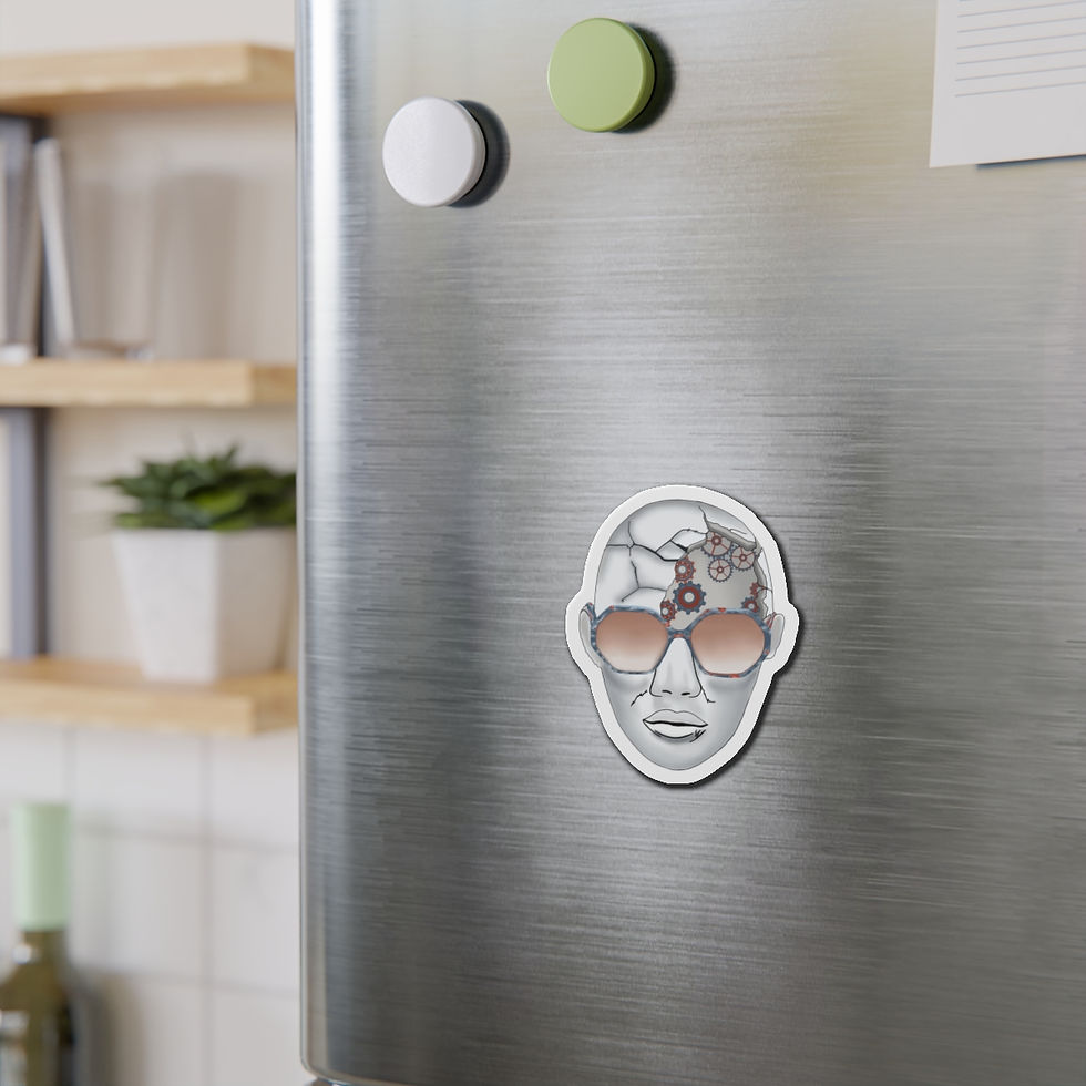 Thumbnail: Thinking Life Damaged Skull Die-Cut Magnet