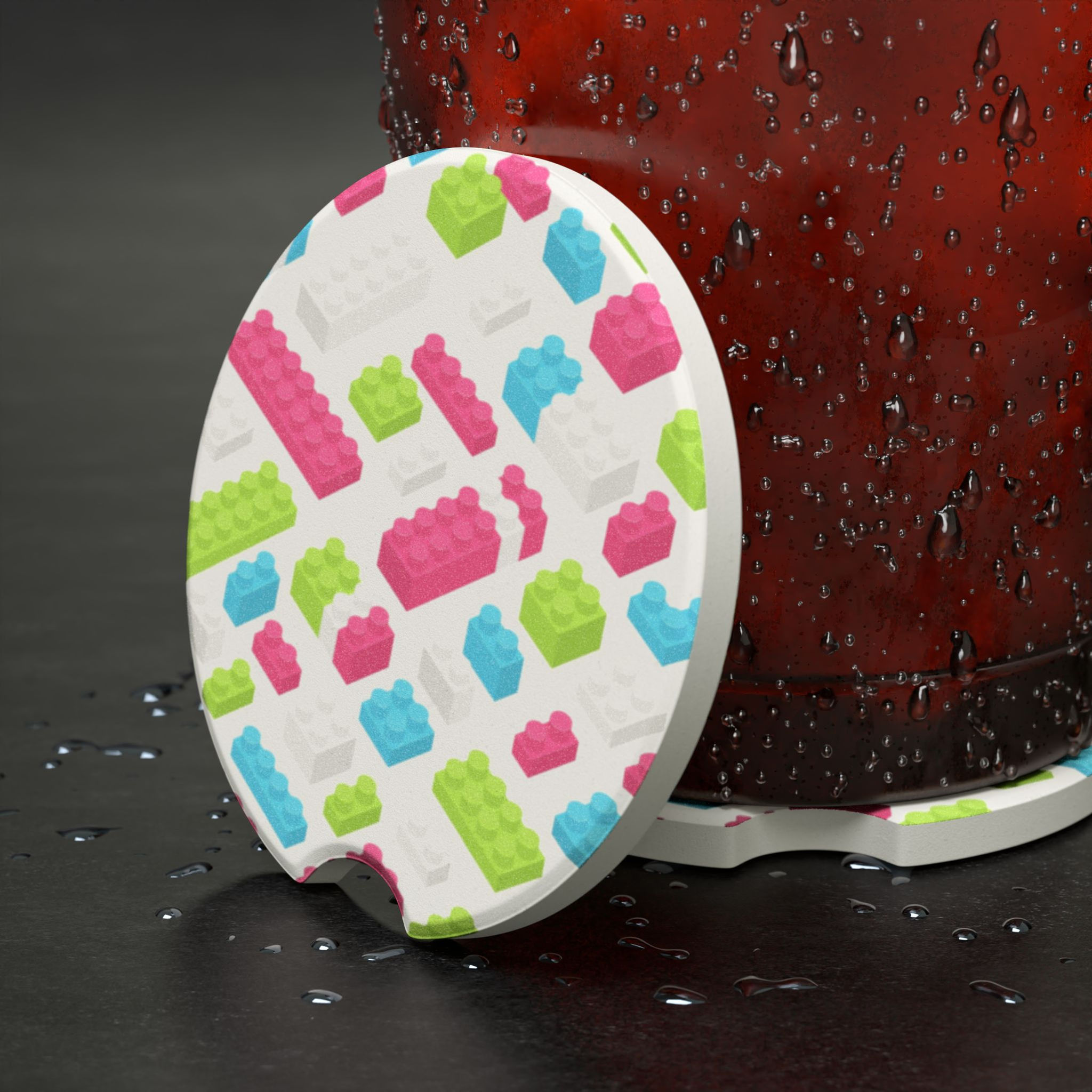 Colorful Soapstone Car Coaster, Fun Legos Design, Automotive Accessories