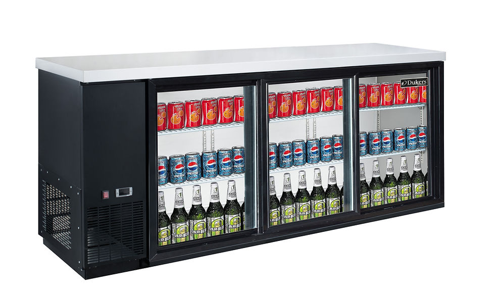 Thumbnail: TBB72-S3 72" Black Counter Sliding Glass/Solid Door Back Bar Refrigerator