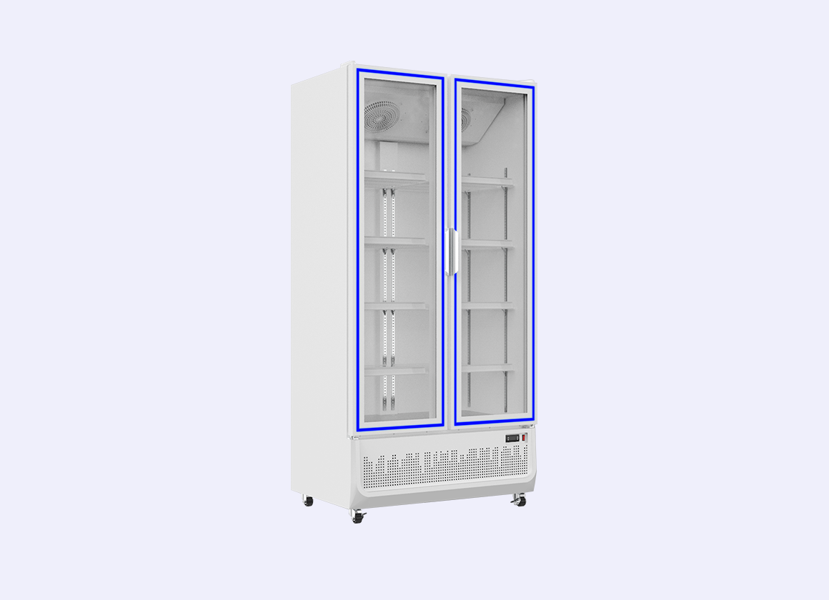 BCV-GA-850 Bottle cooler vertical display cases with ambient light