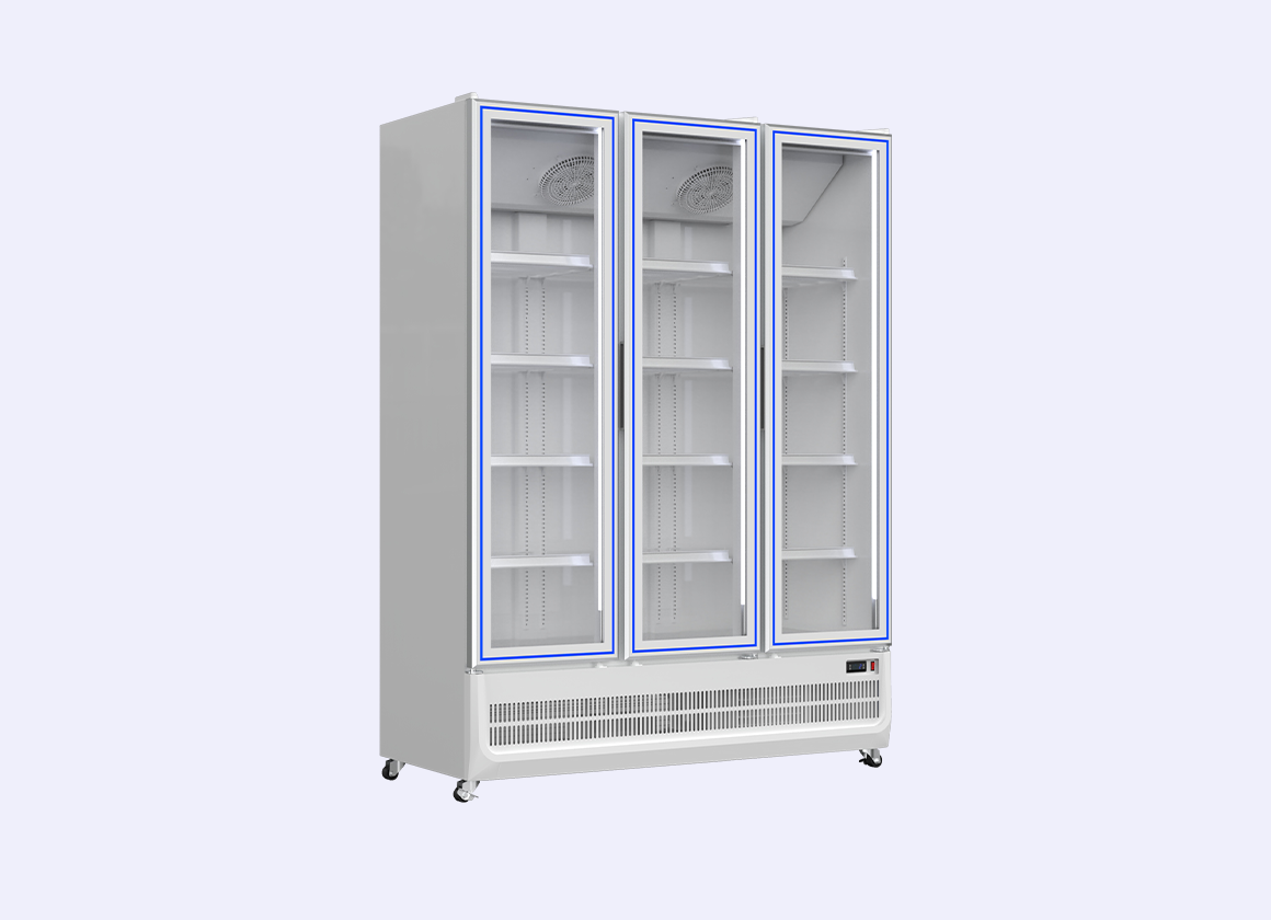 BCV-SA-1200 Bottle cooler vertical display cases with ambient light