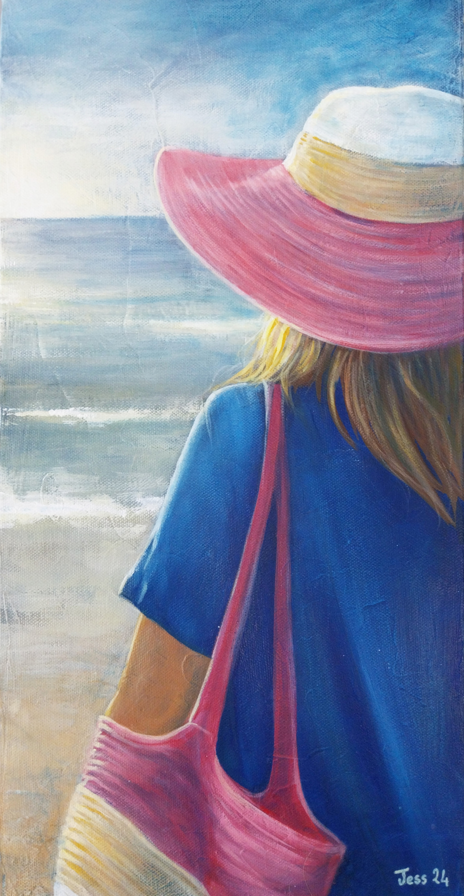 Peinture sur toile "Promenade au coucher de soleil"