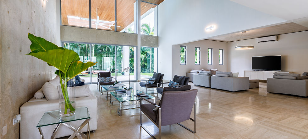 The entertainment rooms of the house.