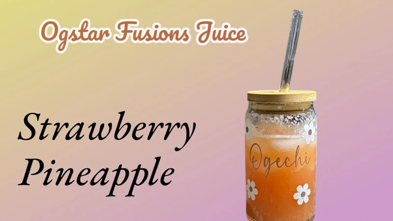 A bottle of refreshing  strawberry Pineapple  juice seating at the kitchen counter