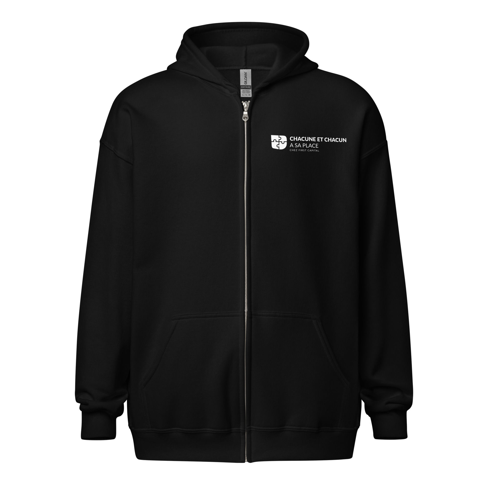 ED&I Zip Hoodie with PRINT Logo (FR) - BLACK