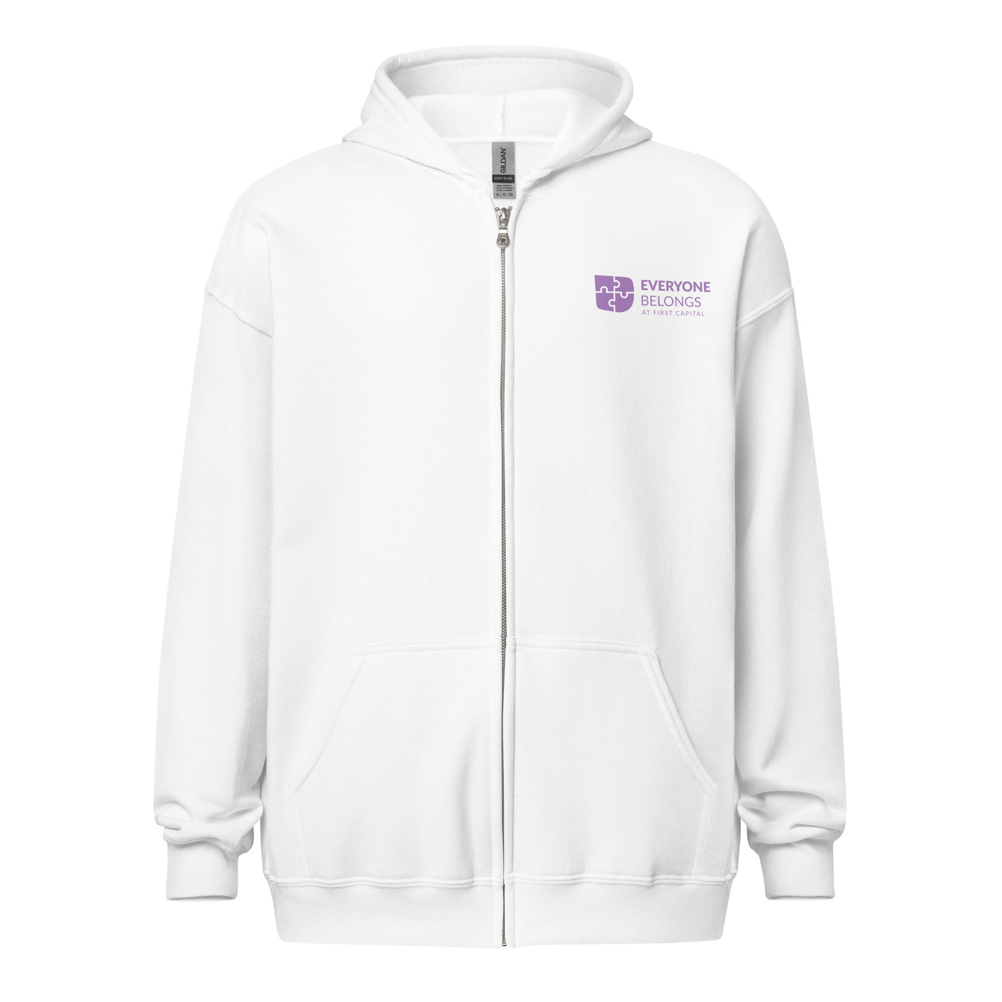 ED&I Zip Hoodie with PRINT Logo - WHITE