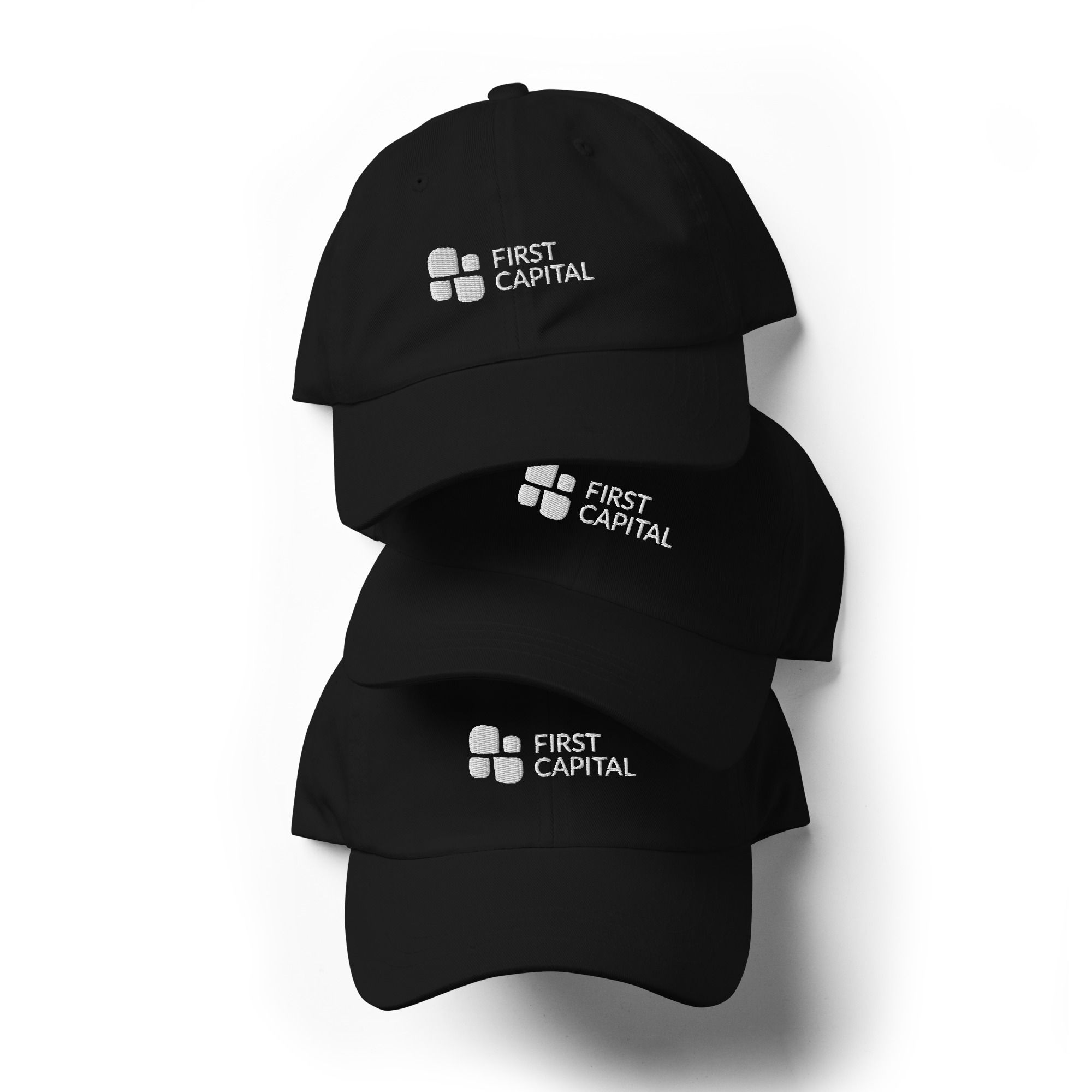 FCR Black Cap with White Logo (Front) - ONE SIZE, ADJUSTABLE