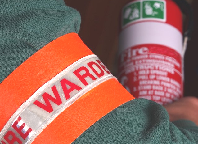 Fire warden wearing a high-visibility vest