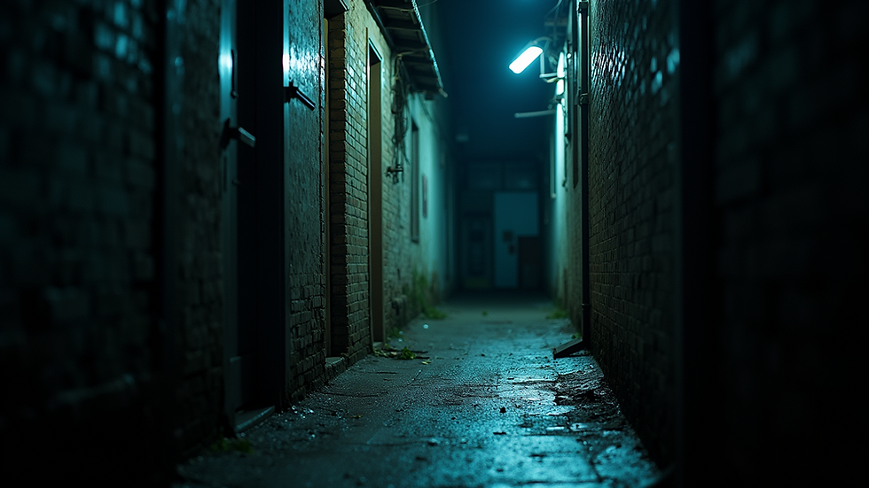 Eye-level view of a dark alley representing the dark web’s hidden dangers