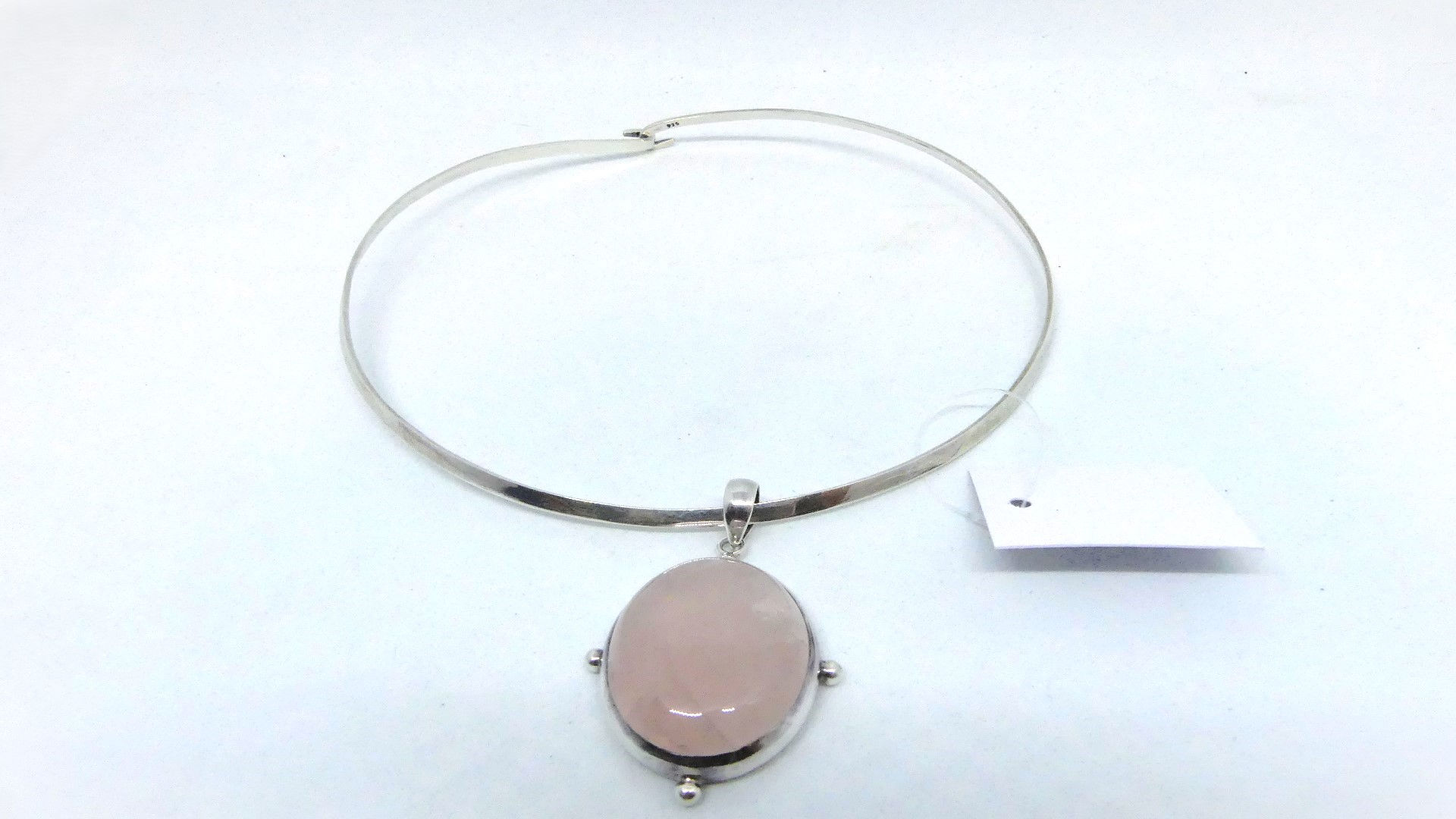 Collier Cercle + Pendentif Quartz Rose