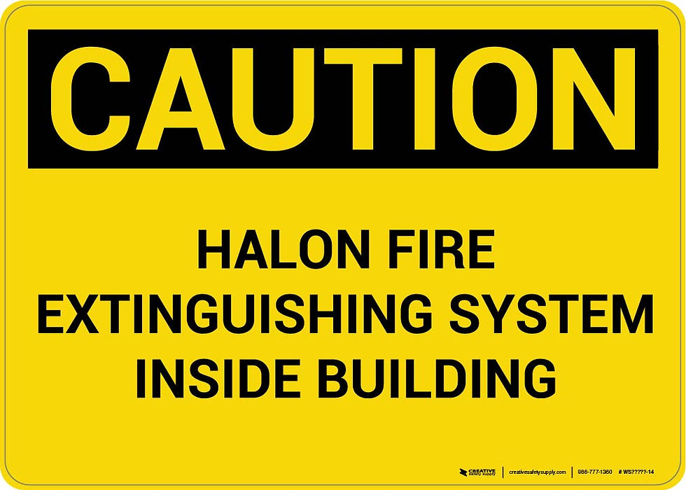 Caution OSHA LANDSCAPE Emergency Halon Fire Extinguisher Sign