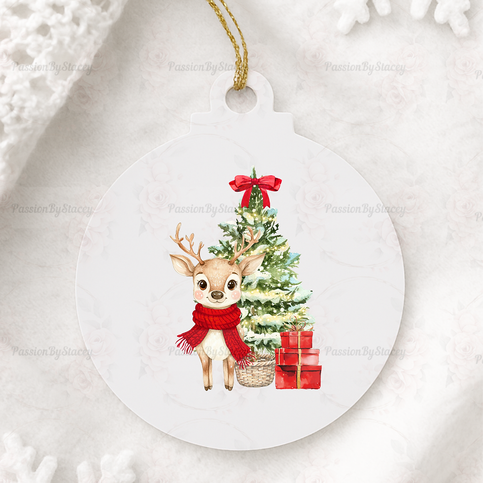 Thumbnail: red reindeer tree bauble