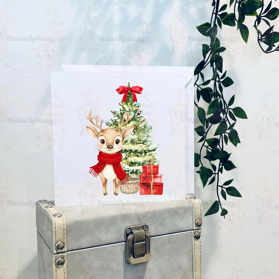Thumbnail: red reindeer tree card