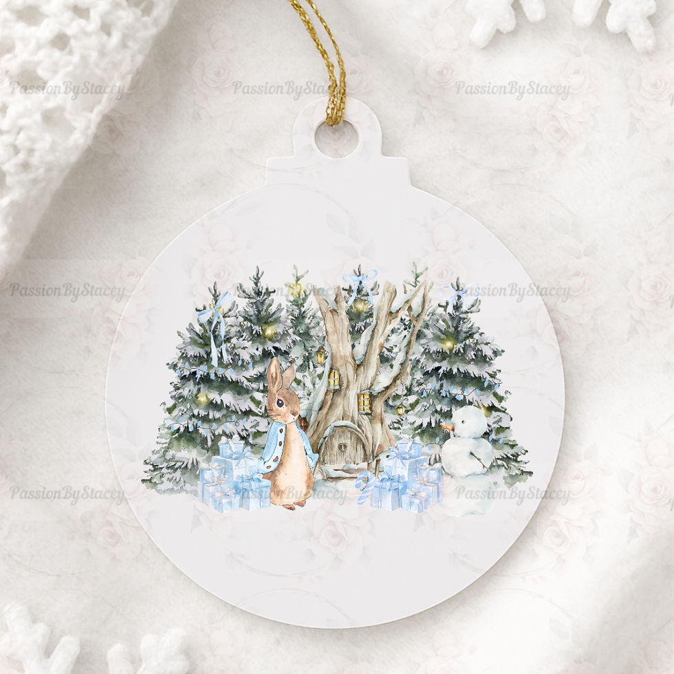 Thumbnail: Blue rabbit woodland bauble