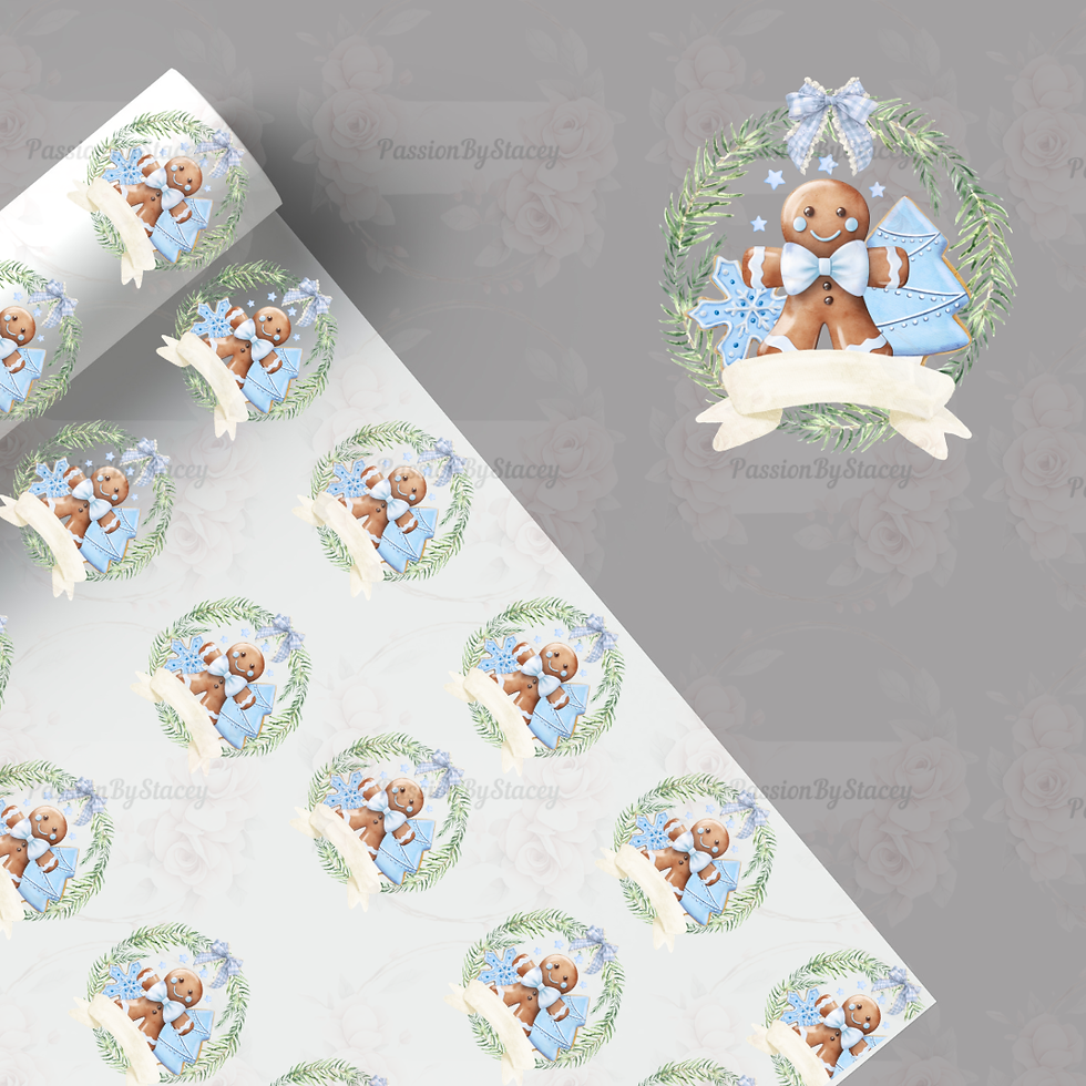 Thumbnail: gingerbread wreath wrapping paper