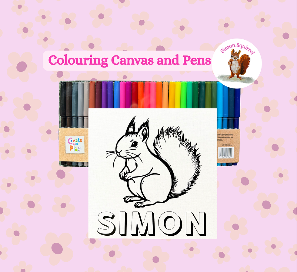 Simon Squirrel Canvas and Pens