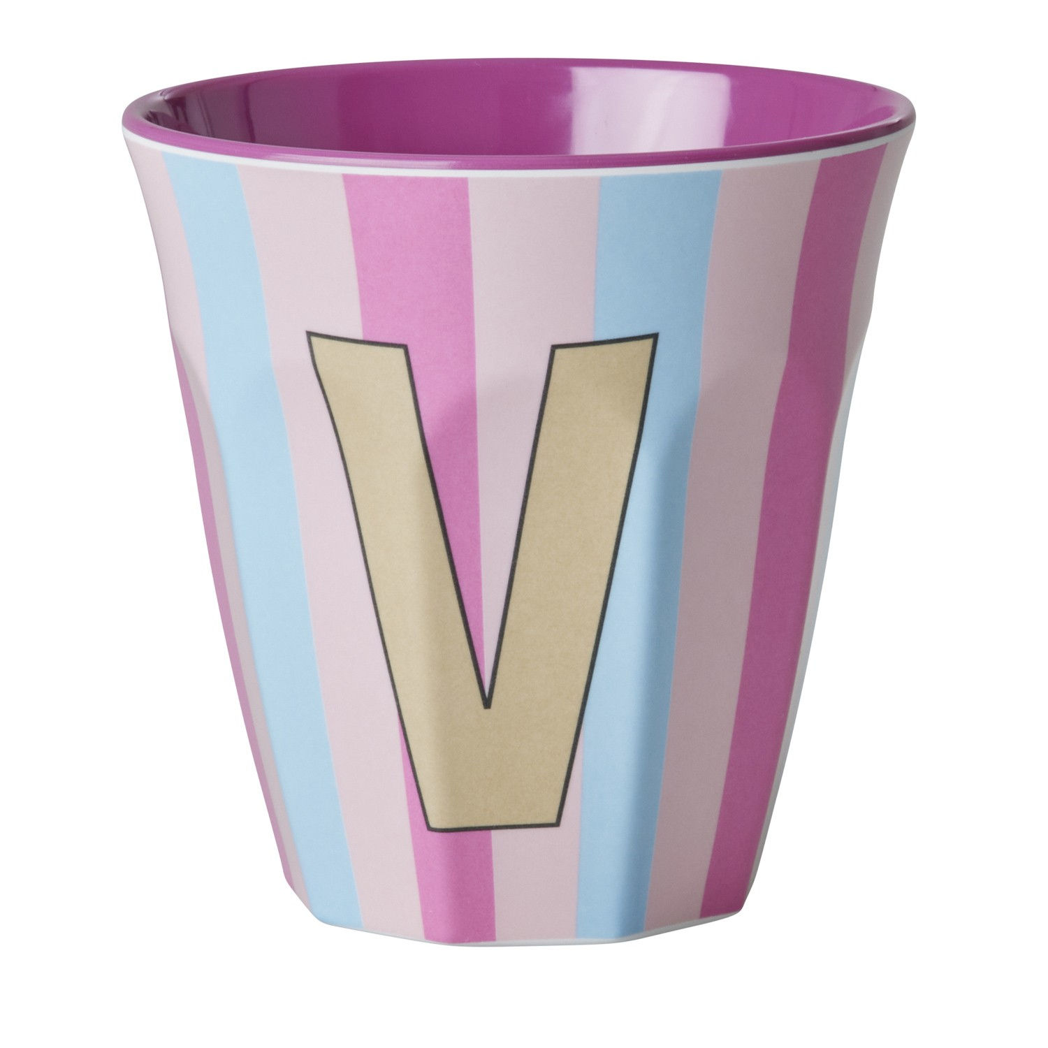 Bicchiere melamina V rosa righe
