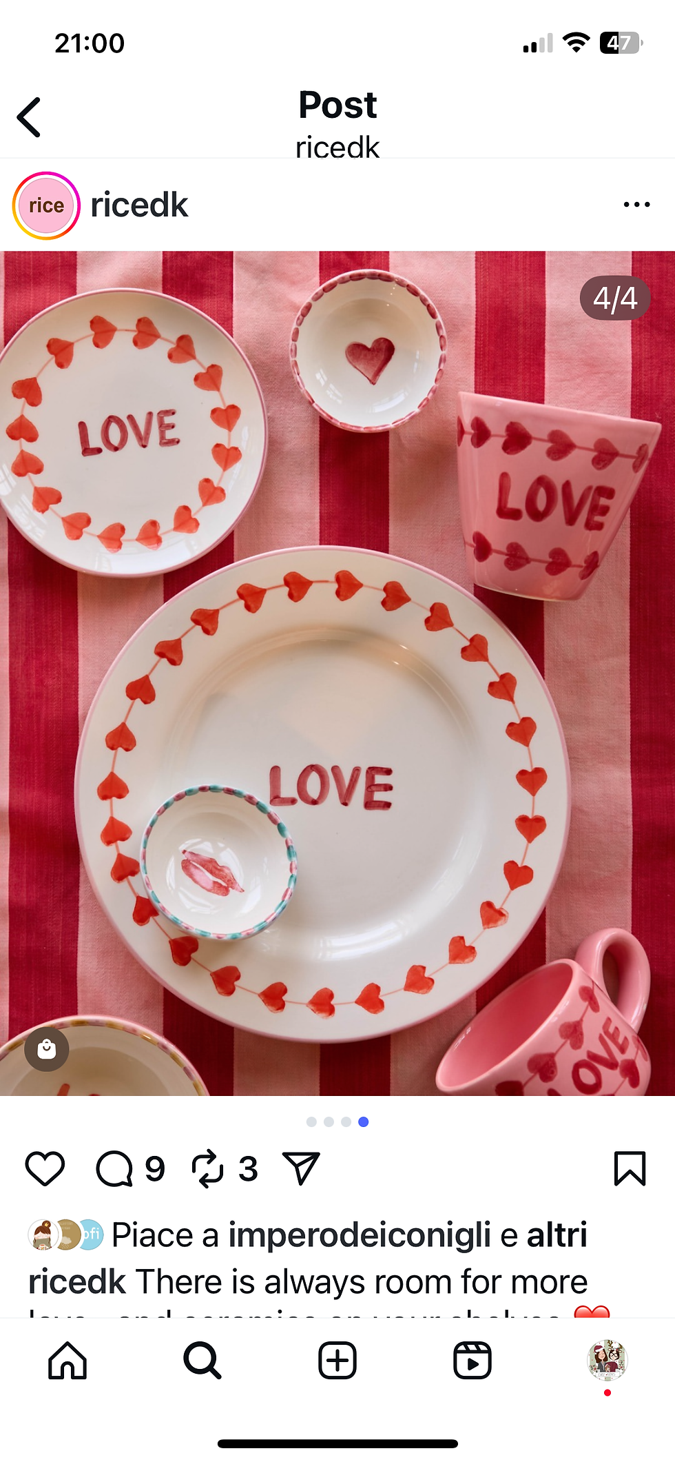 Miniatura: Piattino da dessert LOVE dipinto a mano