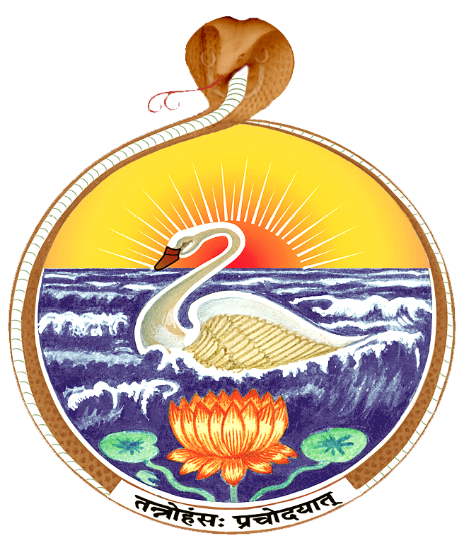 A logo with a swan and a lotus