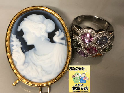 10/23 京都市伏見区のお客様より、カメオと色石付リングを買取させて頂きました。