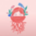Illustration femme entourée de fleurs dont la tête émerge d'un pot qui racine.