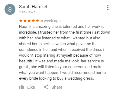 Google review from Sarah Hamzeh