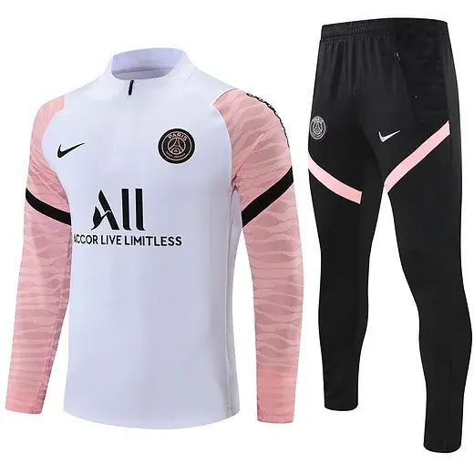 PSG White & Pink 1/4 Zip Tracksuit