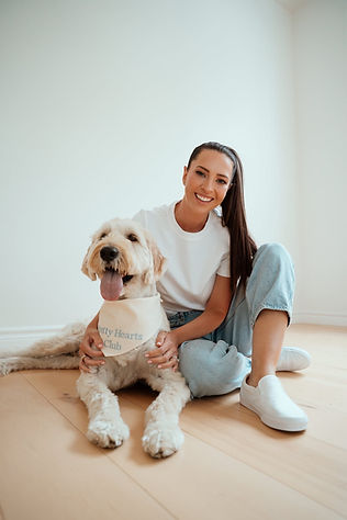 Brittany with her dog in a relaxed everyday moment