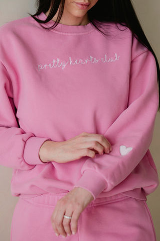 Pretty Hearts Club oversized crewneck sweater for teen girls