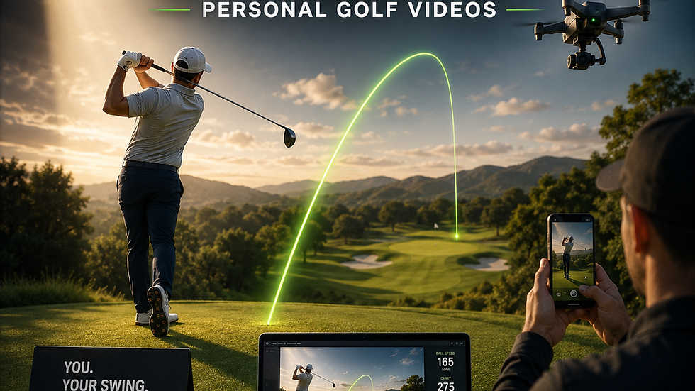 Futuristic 2026 golf course with neon AR overlays