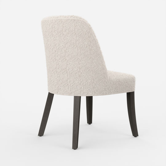 Rosalind curved back modern upholstered dining chair with wood legs
