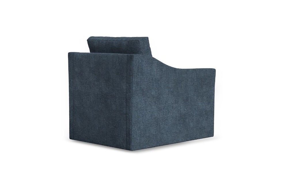 Rear view of the Soho swivel lounge chair with thin sloped arms from Vogel