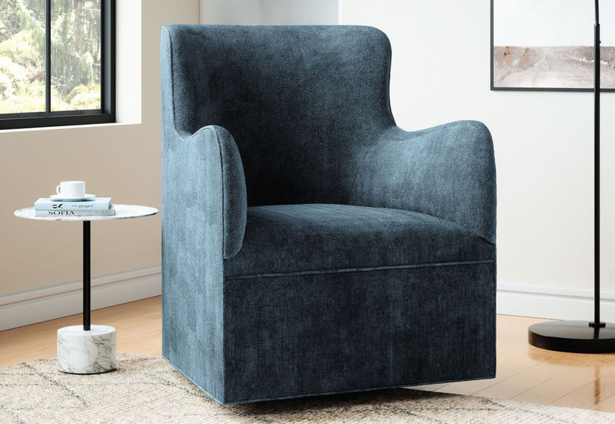 The Harper Contemporary Chair, made in Canada, available as a swivel, swivel glider, or stationary