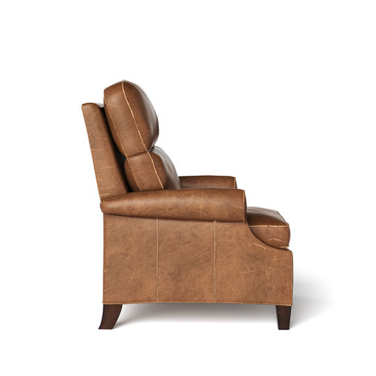 Traditional leather power recliner with roll arm