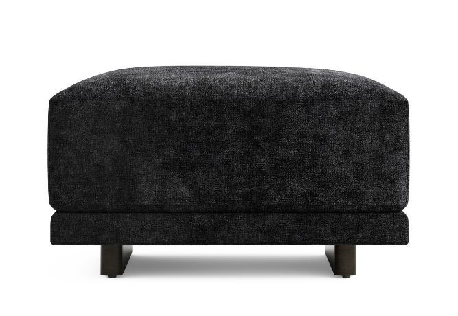 Vogel Black and White Tie Ottoman in Opulence Pearl fabric