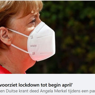 Merkel (D) voorziet lockdown tot begin april