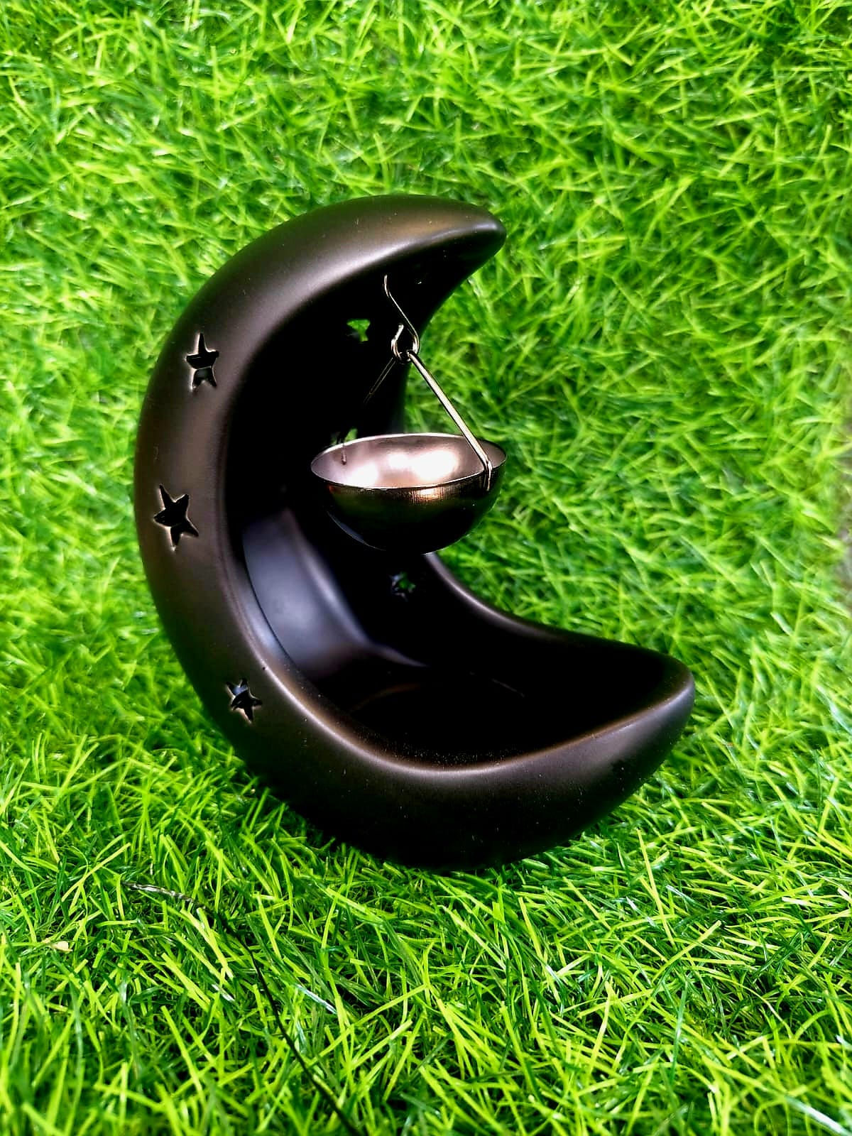 Black Crescent Moon Oil Burner