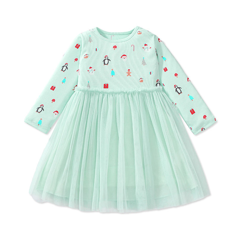 Miniatura: Little maven New Girls Long Sleeve Dresses Animal Pattern Baby Girls Elegant Par