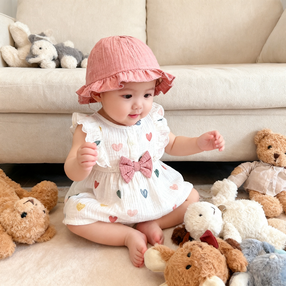 Miniatura: 2PCS Dress Clothes Set Newborn Baby Girl Love Print Sleeveless Dress With Hat Su