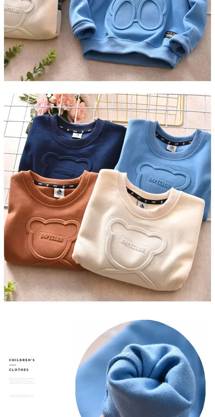 Miniatura: New Spring Autumn Steel Print Bear Sweatshirt Boys Clothes Teenagers Long Sleeve